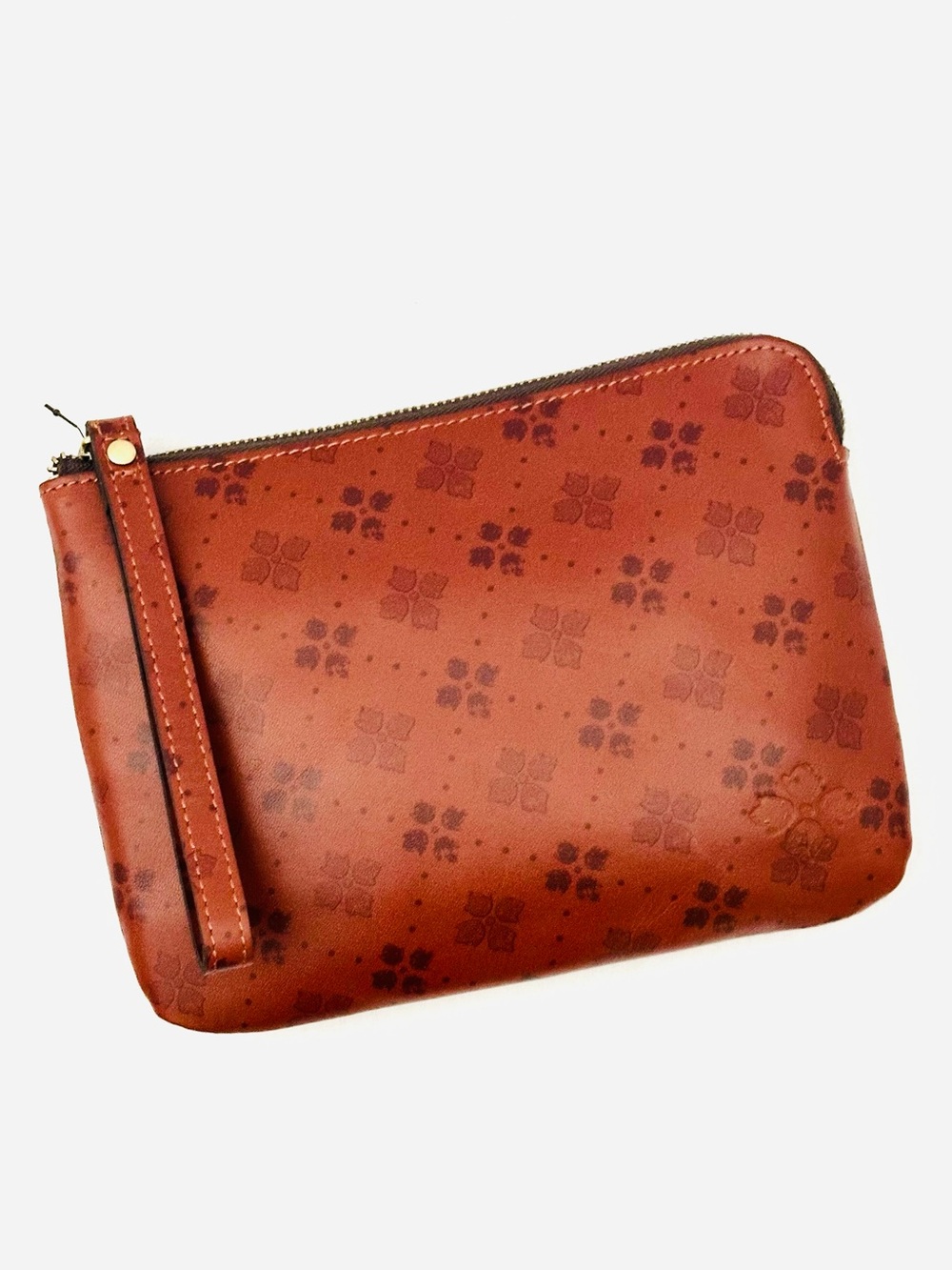 Patricia Nash Cassini Leather Wristlet Clutch in Tan NEW